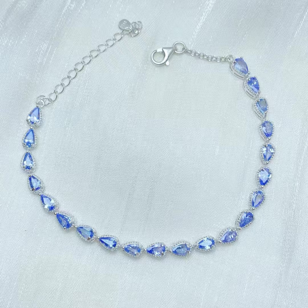 Tanzanite Platinum store over 925 Sterling Silver Bracelet - 7 1/4