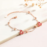 925 Silver Rose Gold Plated Chain Bracelet With Charms For Women - lanciashow