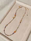 Natural Amethyst, Citrine, Hair Crystal and Agate Beads Necklace DIY Strand Jewellery