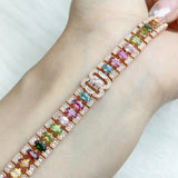 925 Sterling Silver With Colorful Tourmaline Bracelet Gemstone Jewelry