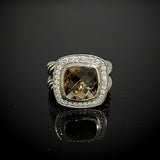 Split Shank Cushion Cut Smoky Cubic Zirconia 925 Sterling Silver Ring Womens Jewelry