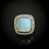 Split Shank Oxidized 925 Sterling Silver Jewelry Cushion Cut 14mm Imitation Moonstone Ring