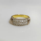 925 Sterling Silver Gold Plated Pave Cluster CZ Ring Fashion Jewelry For Women