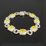 Renaissance Bracelet 925 Sterling Silver With 7mm Cushion Cut Yellow Zirconia Jewelry
