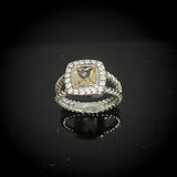 Square 7mm Smoky Cubic Zirconia Ring 925 Sterling Silver Vintage Jewelry