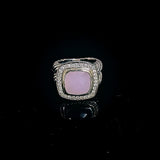 Split Shank 925 Sterling Silver Vintage Ring Square Pink Zirconia Pave CZ Jewelry
