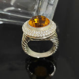 Vintage Split Shank Statement Ring 925 Sterling Silver With Round Cubic Zirconia Jewelry