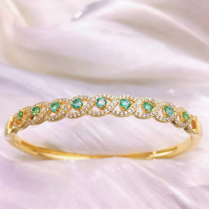 Natural Gemstone Jewelry 925 Silver With Columbia Emerald Bangle