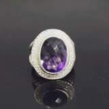 Oval Split Shank Statement Chunky Ring 925 Sterling Silver With Yellow Cubic Zirconia Jewelry