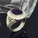 Oval Split Shank Statement Chunky Ring 925 Sterling Silver With Yellow Cubic Zirconia Jewelry