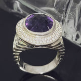 Oval Split Shank Statement Chunky Ring 925 Sterling Silver With Yellow Cubic Zirconia Jewelry