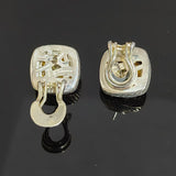 11mm Cushion Cut Golden Cubiz Ziconia Stud Earrings 925 Sterling Silver With Stone Jewelry