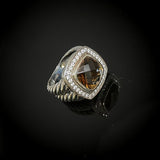 Split Shank Cushion Cut Smoky Cubic Zirconia 925 Sterling Silver Ring Womens Jewelry