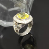 Split Shank Cocktail Ring 925 Sterling Silver With Lemon Stone Cubic Zirconia Jewelry