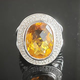 Split Shank Cocktail Ring 925 Sterling Silver With Yellow Cubic Zirconia Statement Jewelry