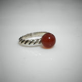 8mm Red Agate Petite Ring Vintage 925 Sterling Silver Gemstone Jewelry Womens Gift
