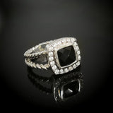 Square 7mm Onyx Cubic Zirconia Ring 925 Sterling Silver Fashion Jewelry For Women