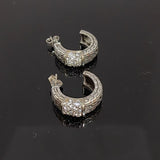 Open Hoop Earrings 925 Sterling Silver With White CZ Retro Jewelry