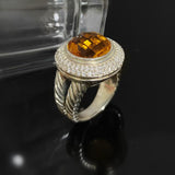 Vintage Split Shank Statement Ring 925 Sterling Silver With Round Cubic Zirconia Jewelry