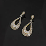 Pear Shape 925 Sterling Silver With White CZ Stud Drop Earrings Retro Jewelry