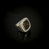 Smoky Color Cubic Zirconia Statement Ring 925 Sterling Silver Pave CZ Chunky Jewelry