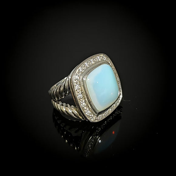 Split Shank Oxidized 925 Sterling Silver Jewelry Cushion Cut 14mm Imitation Moonstone Ring