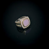 Split Shank 925 Sterling Silver Vintage Ring Square Pink Zirconia Pave CZ Jewelry