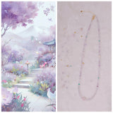 Natural Amethyst,Rose Quartz, Pearl And Amazon Stone Beads Necklace Strand Jewellery