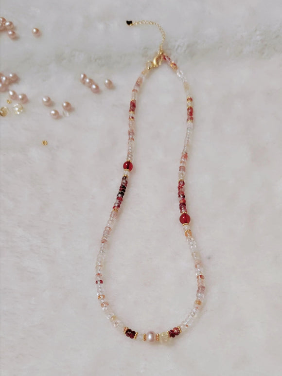 Natural Crystal and Amber Beads Necklace DIY Craft Jewellery
