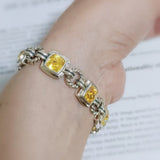 Renaissance Bracelet 925 Sterling Silver With 7mm Cushion Cut Yellow Zirconia Jewelry