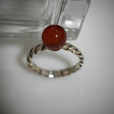 8mm Red Agate Petite Ring Vintage 925 Sterling Silver Gemstone Jewelry Womens Gift