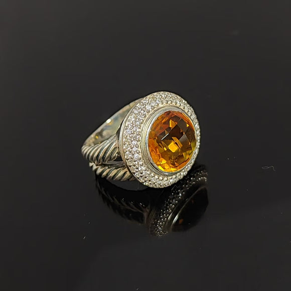 Vintage Split Shank Statement Ring 925 Sterling Silver With Round Cubic Zirconia Jewelry