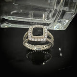 Square 7mm Onyx Cubic Zirconia Ring 925 Sterling Silver Fashion Jewelry For Women
