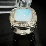 Split Shank Oxidized 925 Sterling Silver Jewelry Cushion Cut 14mm Imitation Moonstone Ring