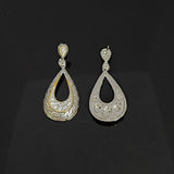 Pear Shape 925 Sterling Silver With White CZ Stud Drop Earrings Retro Jewelry