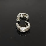 Open Hoop Earrings 925 Sterling Silver With White CZ Retro Jewelry
