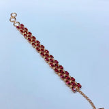 925 Sterling Silver 3 Row Garnets Bracelet Semiprecious Stone Jewellery