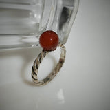 8mm Red Agate Petite Ring Vintage 925 Sterling Silver Gemstone Jewelry Womens Gift