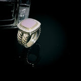 Split Shank 925 Sterling Silver Vintage Ring Square Pink Zirconia Pave CZ Jewelry