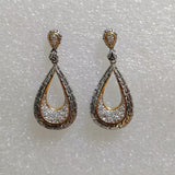 Pear Shape 925 Sterling Silver With White CZ Stud Drop Earrings Retro Jewelry