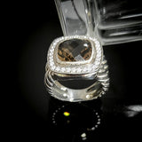 Split Shank Cushion Cut Smoky Cubic Zirconia 925 Sterling Silver Ring Womens Jewelry