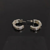 Open Hoop Earrings 925 Sterling Silver With White CZ Retro Jewelry