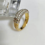 925 Sterling Silver Gold Plated Pave Cluster CZ Ring Fashion Jewelry For Women