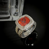 Split Shank Cushion Cut Red Cubic Zirconia Stone Vintage 925 Sterling Silver Ring Fashion Jewelry