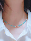 Natural Stone Jewellery Collarbone Necklace Amazonite Beads With 925 Silver