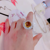 Vintage Split Shank Statement Ring 925 Sterling Silver With Round Cubic Zirconia Jewelry