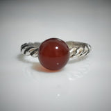 8mm Red Agate Petite Ring Vintage 925 Sterling Silver Gemstone Jewelry Womens Gift
