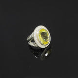 Split Shank Cocktail Ring 925 Sterling Silver With Lemon Stone Cubic Zirconia Jewelry