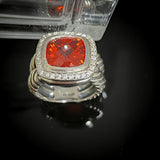 Split Shank Cushion Cut Red Cubic Zirconia Stone Vintage 925 Sterling Silver Ring Fashion Jewelry