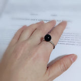 8mm Round Onyx Petite Ring 925 Sterling Silver With Stone Jewelry For Women